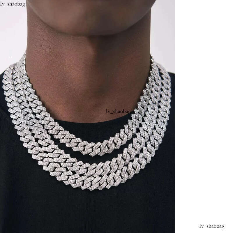 Multi-row Lecd Out Miami Chain Sterling Sier VVS Moissanite Hip Hop Cuban Necklace 825 aaa