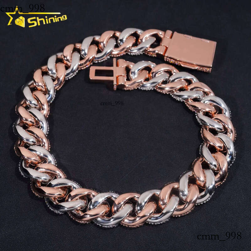 Rappers Big 28MM Gold Plated Sterling Sier VVS Moissanite Dia Hip Hop Jewelry Iced Out Cuban Link Chain