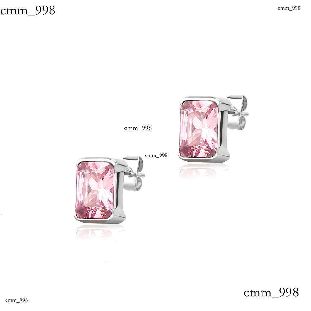 New Women's Stainless Fashion High-end Titanium Steel Needle Shiny Colorful Zircon Earrings