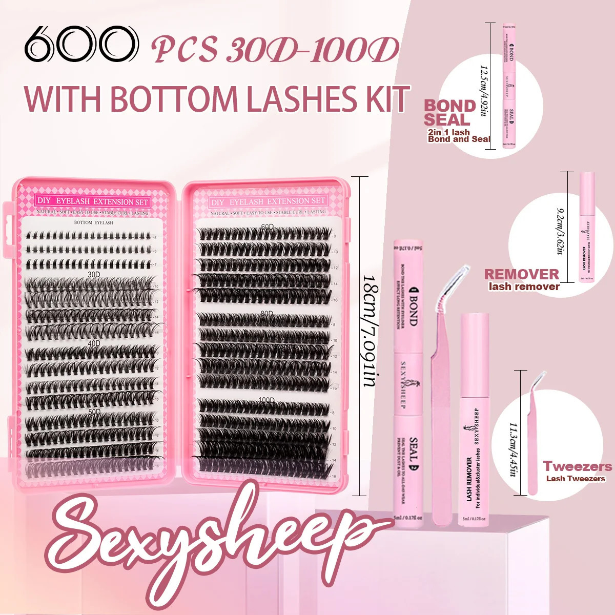 DIY Lashes Clusters Large Capacity Gift 4 Style Mixed Individual Eyelashes Kit Wispy Reusable DIY Eyelash Extensions with Tools 251010