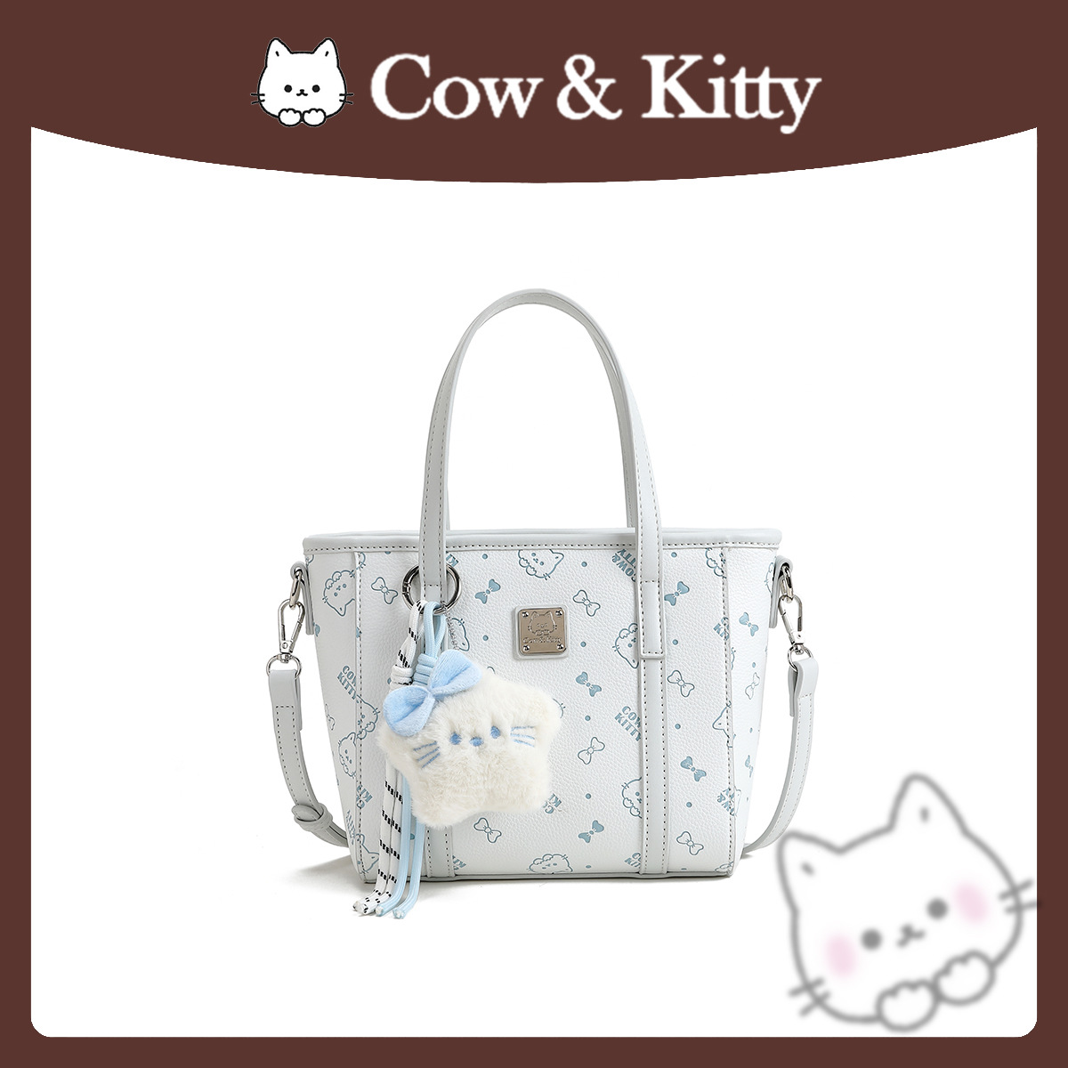 Cow & Kitty designer bag free shipping 2025 new light luxury cute printed cross body bag fashionable gift bag hanging small square bag for woman pink 