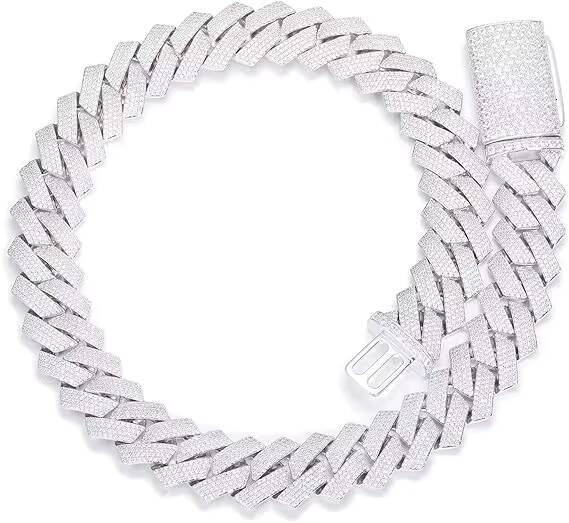 Cubin Chain 925 Sterling Silver Moissanite Diamond CZ Pendant Gold and Rhodium Plated Silver Jewelry