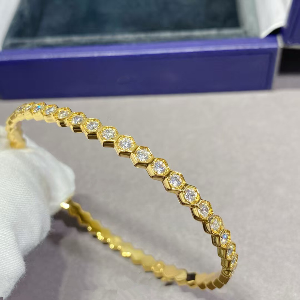 Jewlery Designer For Women High Version V AU750 Honeycomb Bracelet Plated 18k Rose Gold Inlaid with Diamonds