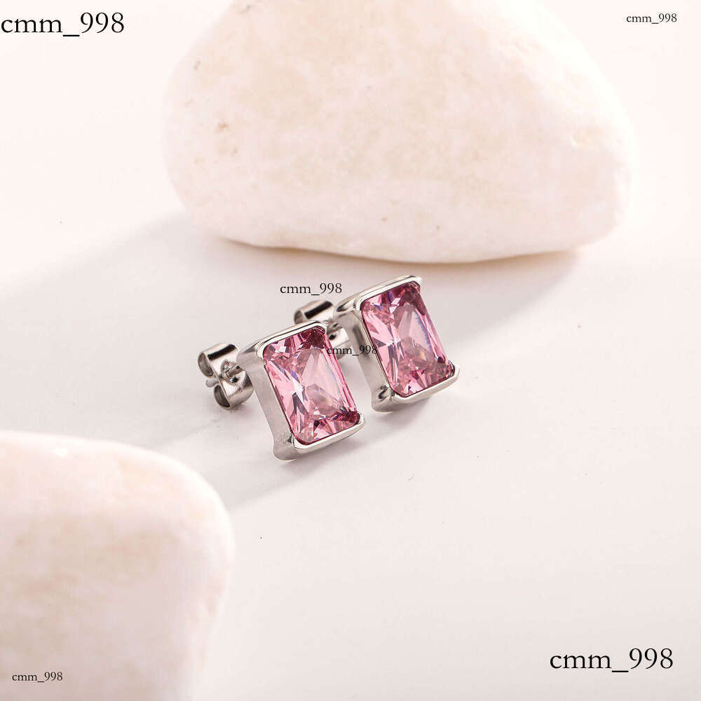 New Women's Stainless Fashion High-end Titanium Steel Needle Shiny Colorful Zircon Earrings