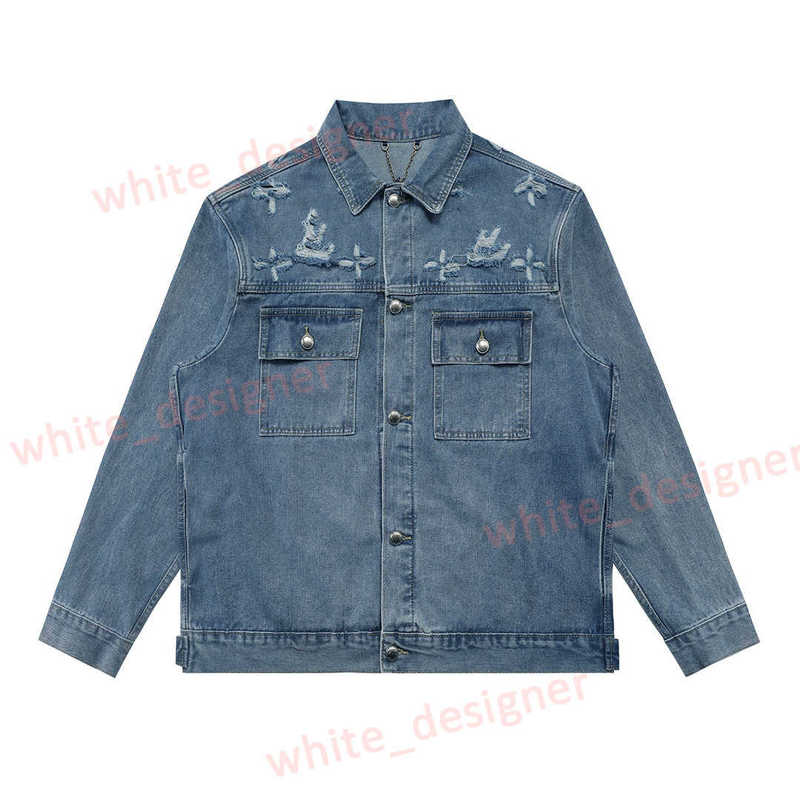 Designer Men's jacket Correct Version Chessboard Vintage Washed Straight Mosaic Blue Denim Suit Jacket for Men joggy jeans