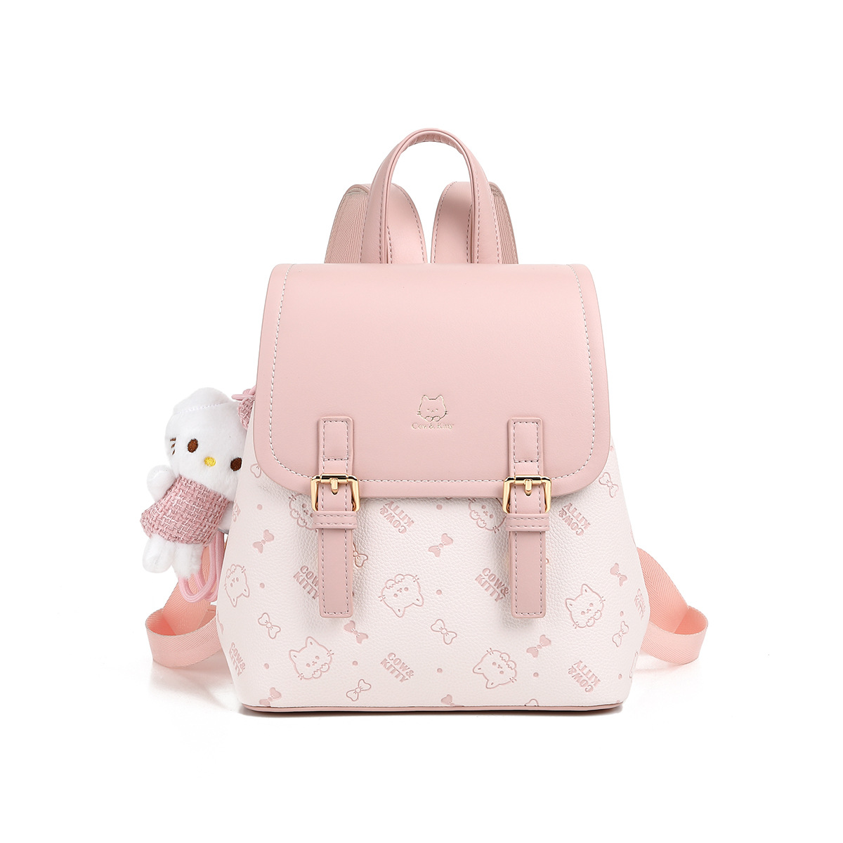 Cow & Kitty designer bag hot 2025 New Cute Cartoon Embossed Backpack Lightweight Casual Trendy Fashion Versatile Backpack for woman