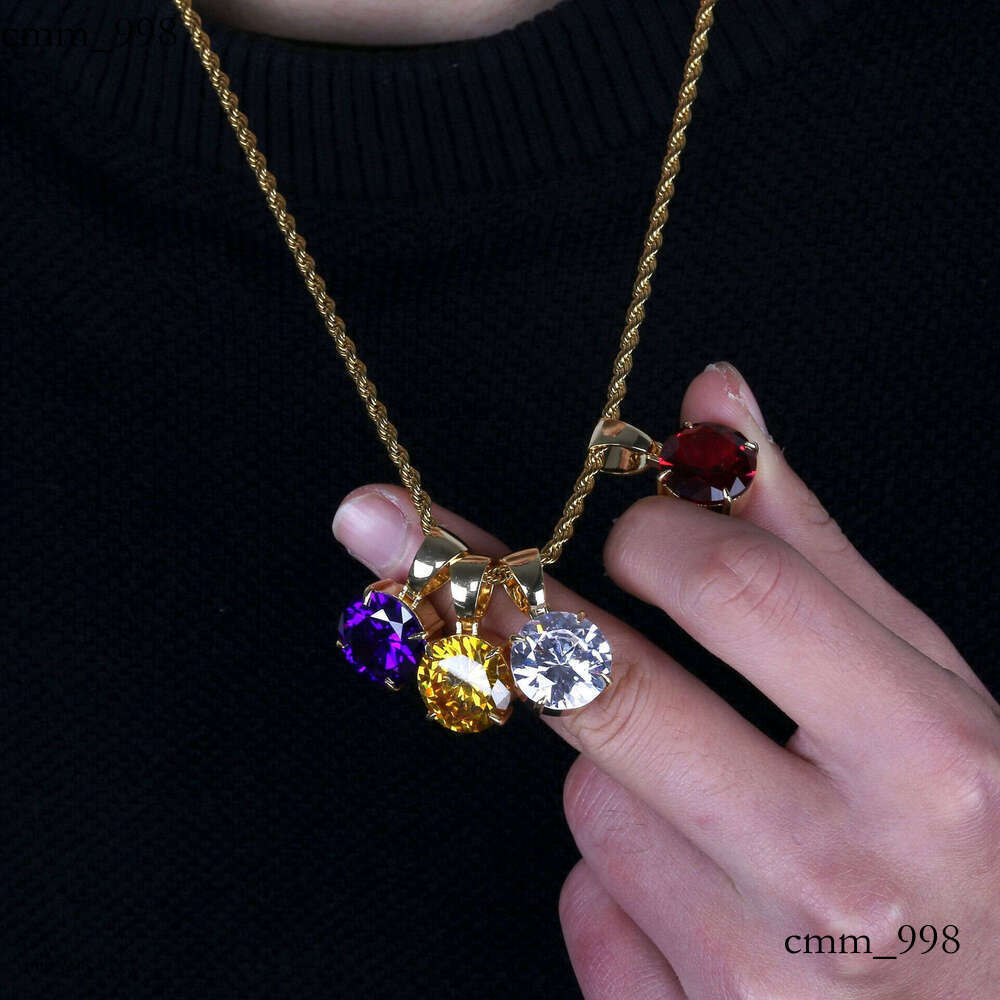 Hot Single Large Moissanite chain Round Pendant Hip-Hop Trendy Brand Unisex Necklace Jewelry