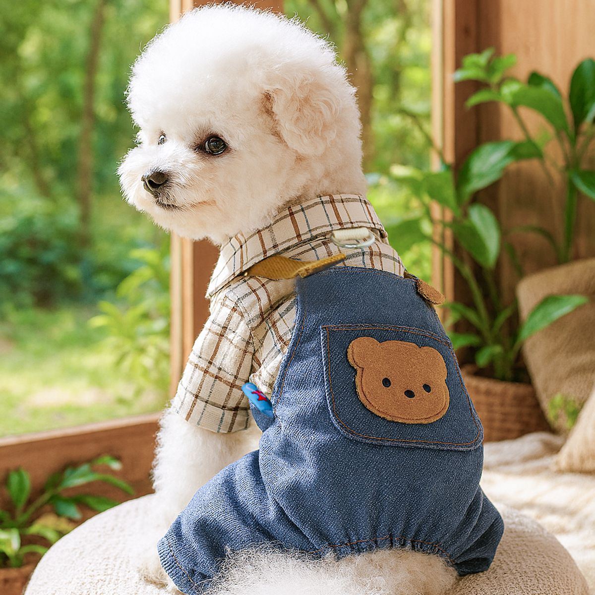 Fashion Corduroy Dog Overalls Outfit with T Shirt Stylish Pet Clothes for Small and Medium Dogs, Autumn Winter Casual Wear