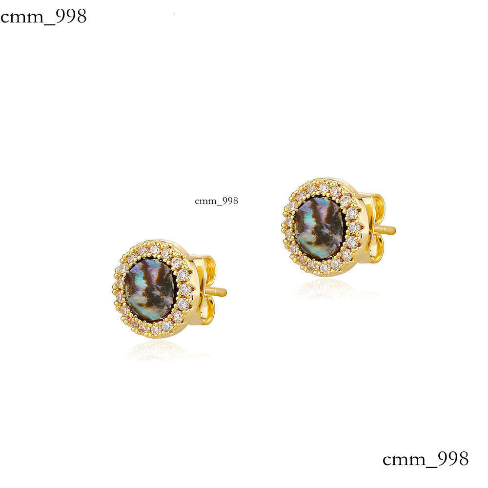 New Simple Round Zircon for Women Hip-Hop Style Natural Stone Earrings Rap Ear Jewelry Ins