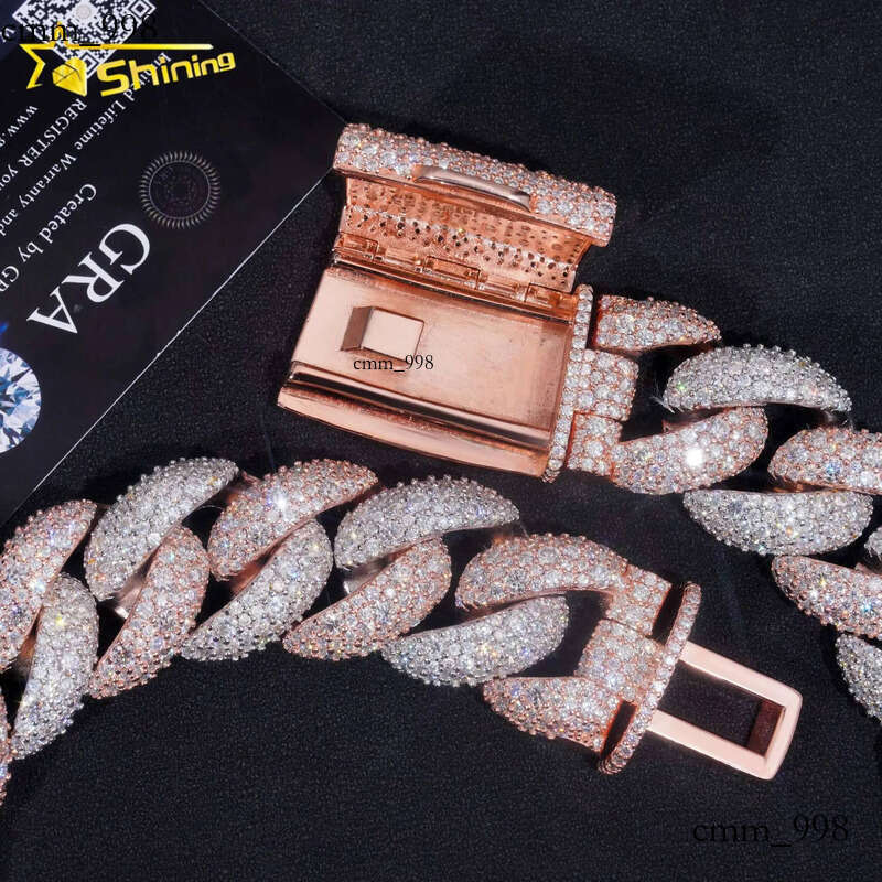 Rappers Big 28MM Gold Plated Sterling Sier VVS Moissanite Dia Hip Hop Jewelry Iced Out Cuban Link Chain