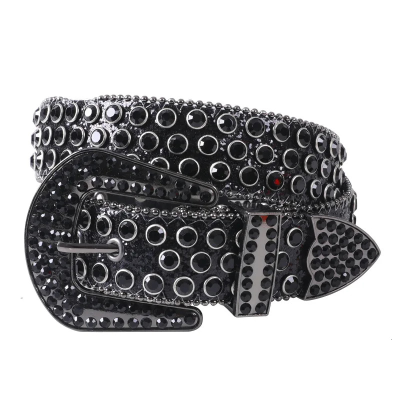 Mens Jeans Rhinestone Large Size Belt Womens Belt Western Denim Shiny Rivet n Leather HipHop Punk Rock Y2K Style Belt 251011
