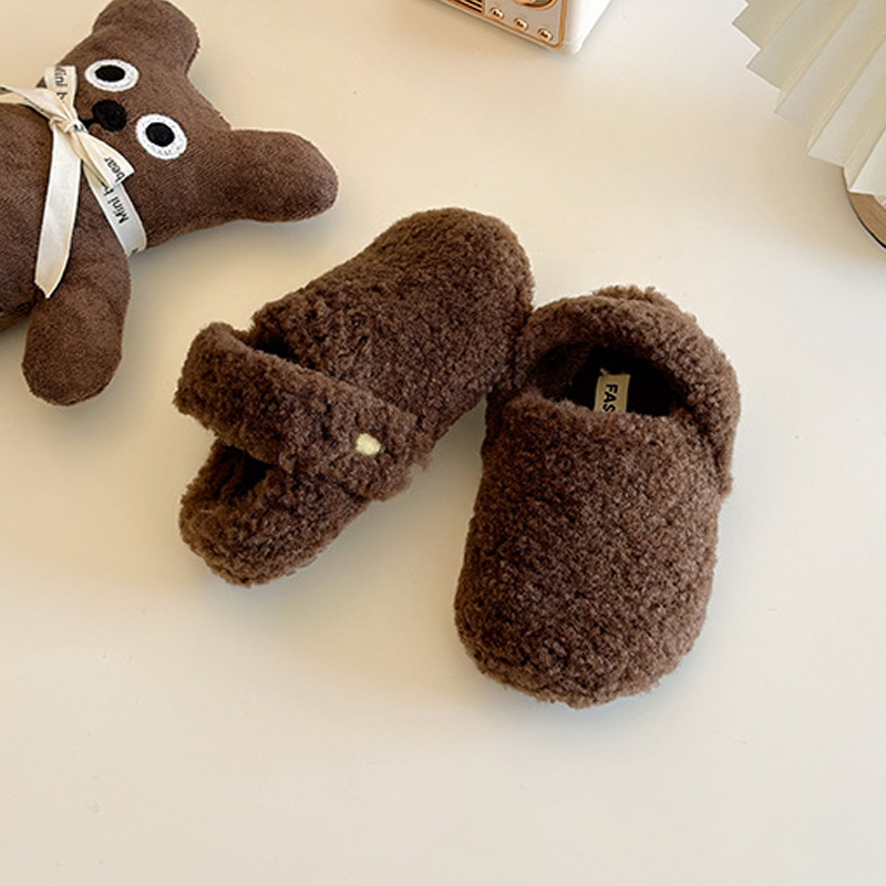 Kids Winter Slippers for Toddlers Children's Fur Short Plush Warm Flats Slippers Kidszworld Girl Boy Winter Slides Slippers Sizes 22 - 36 K01016