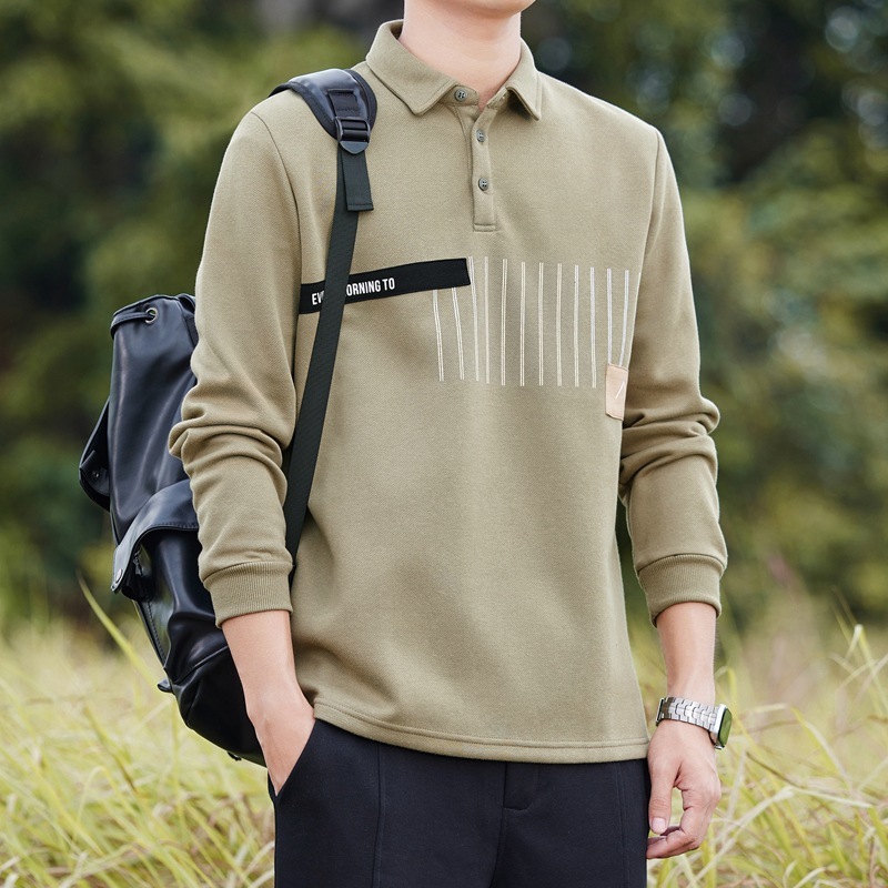 New Polo Shirt Designer Shirt Men Spring Autumn Long Sleeve Collared Designer Hoodie Men's Fashion Trendy Patchwork T-shirt