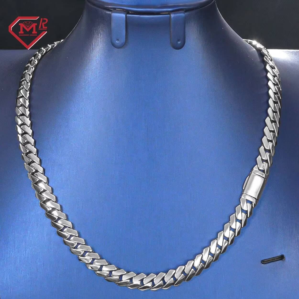 Luxury Cuban Link Chain White Gold Plain 925 Silver Custom Hip Hop Jewelry Cuban Chain Necklaces for Men