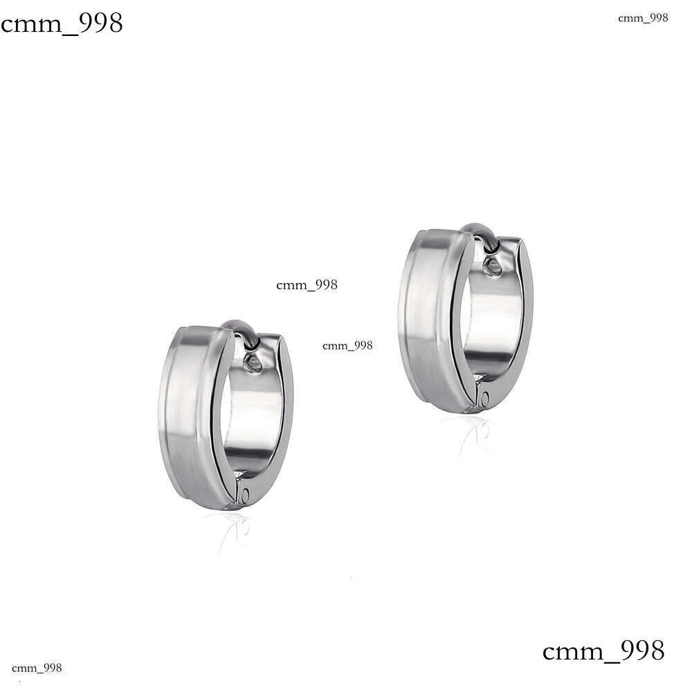 Hip Hop Men's Trendy Personality Smooth Surface Earrings Sterling Silver Simple Inlaid Dia Fashion Cuffs Niche Ear Jewelry