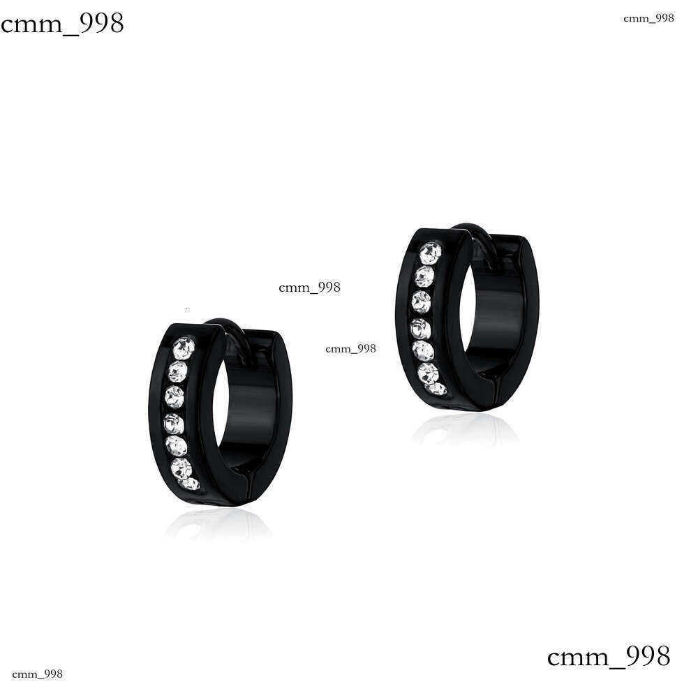 Hip Hop Men's Trendy Personality Smooth Surface Earrings Sterling Silver Simple Inlaid Dia Fashion Cuffs Niche Ear Jewelry