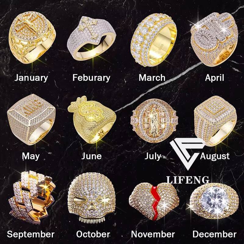 High Quality Jewelry Custom Hip Hop Ring 925 Sterling Silver Plated 18 K Gold Ice Out Moissanite Diamond Ring Wedding Ring