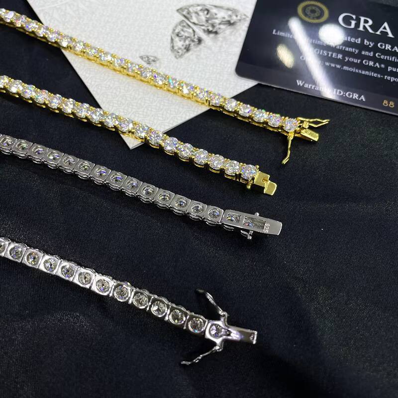 Pass test Pen With GRA Certificate 925 Silver HipHop Ice Out Moissanite Tennis Chain Vvs D Color Moissanite Tennis Necklace