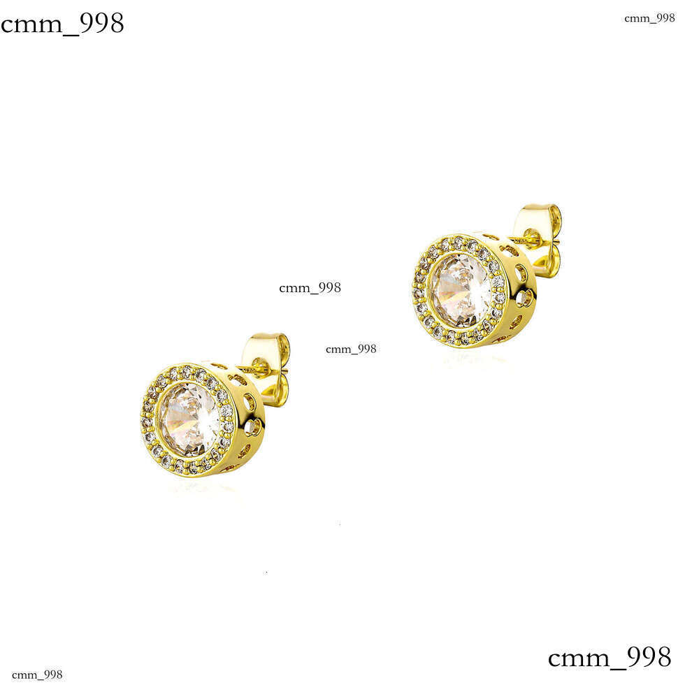Round Stud Sterling Silver Inlaid with Zircon Women's Hip Hop Personality Couple Men's Earrings Gold Australia