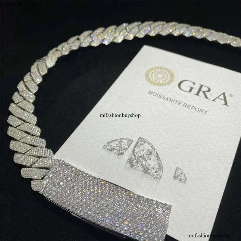 Heavier Big Guy 20mm 4 Row Dias Necklace Sterling Sier Iced Out Vvs Moissanite Dia Cuban Link Chain aaa