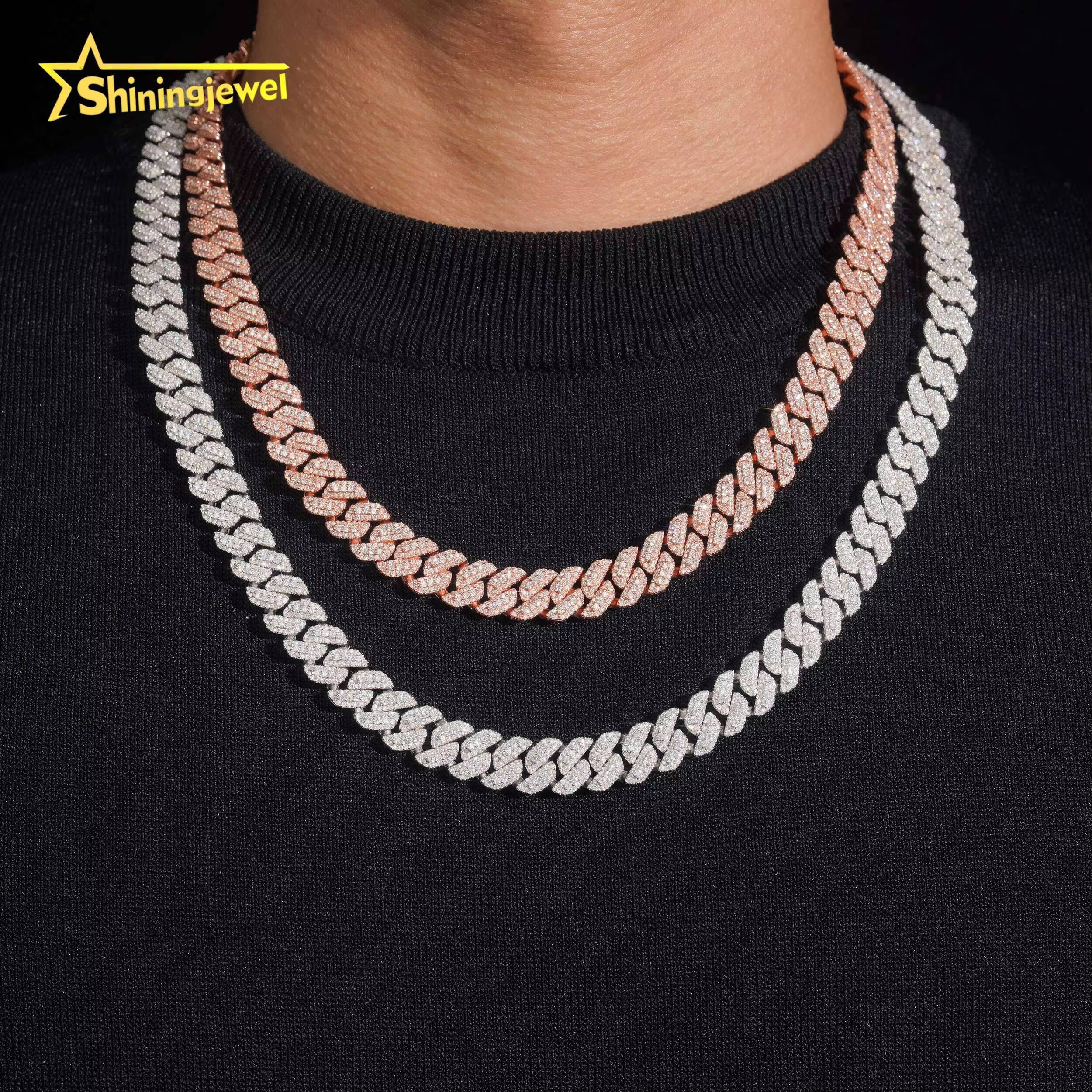 Hot Sale 10mm 925 Silver Iced Out Cuban Link Chain Moissanite Diamond Hip Hop Jewelry Cuban Chain Moissanite Pass Diamond Tester