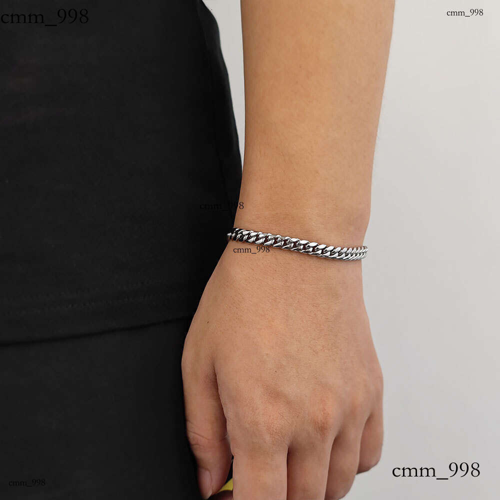 Hip Hop Jewelry Stainless Cuban Double-Sided Dia Buckle Zircon Titanium Steel Men's Bracelet