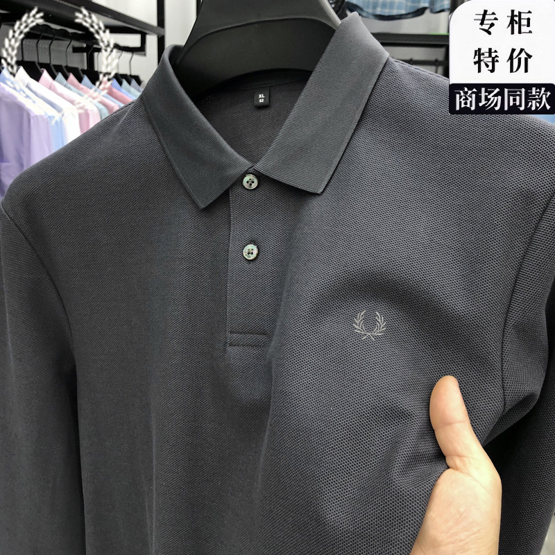 Authentic FP Wheat Spike Long Sleeve T-shirt Men's Spring And Autumn 100% Mercerized Cotton Polo Designer Shirt Shirt Casual Collar Designer Hoodie Base Shirt