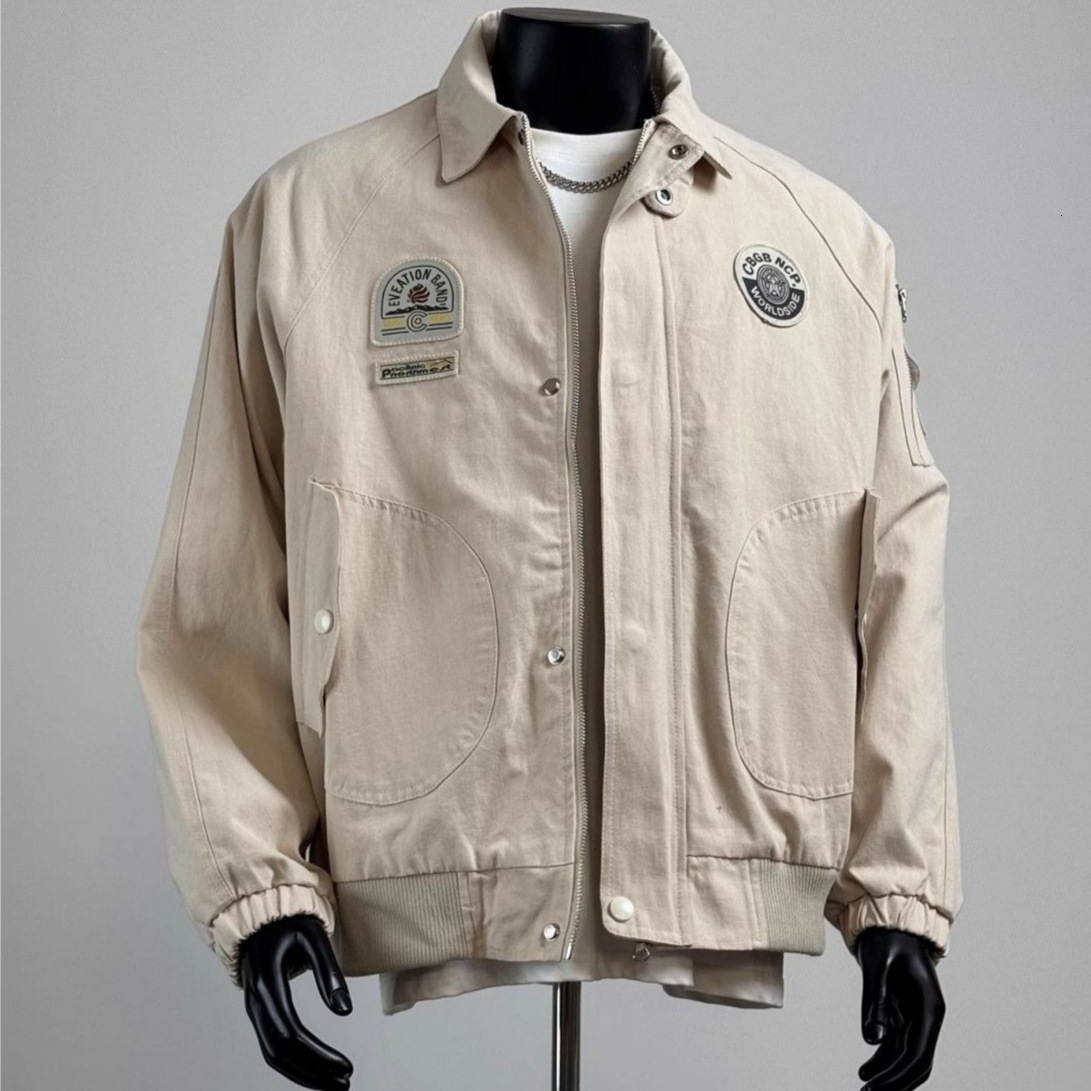 Jacket Men Designer Jacket American Retro Badge Lapel Bomber Jacket Men's Spring Casual Couple Trendy Brand Workwear Baseball Jacket