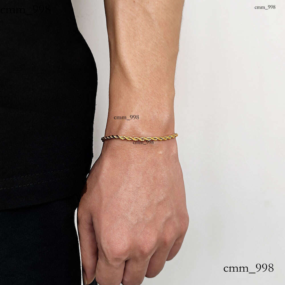 Hip-Hop Titanium Bracelet Multi-Specification Sterling Silver Braided Vacuum Color Retention Electroplated Twisted Rope Chain
