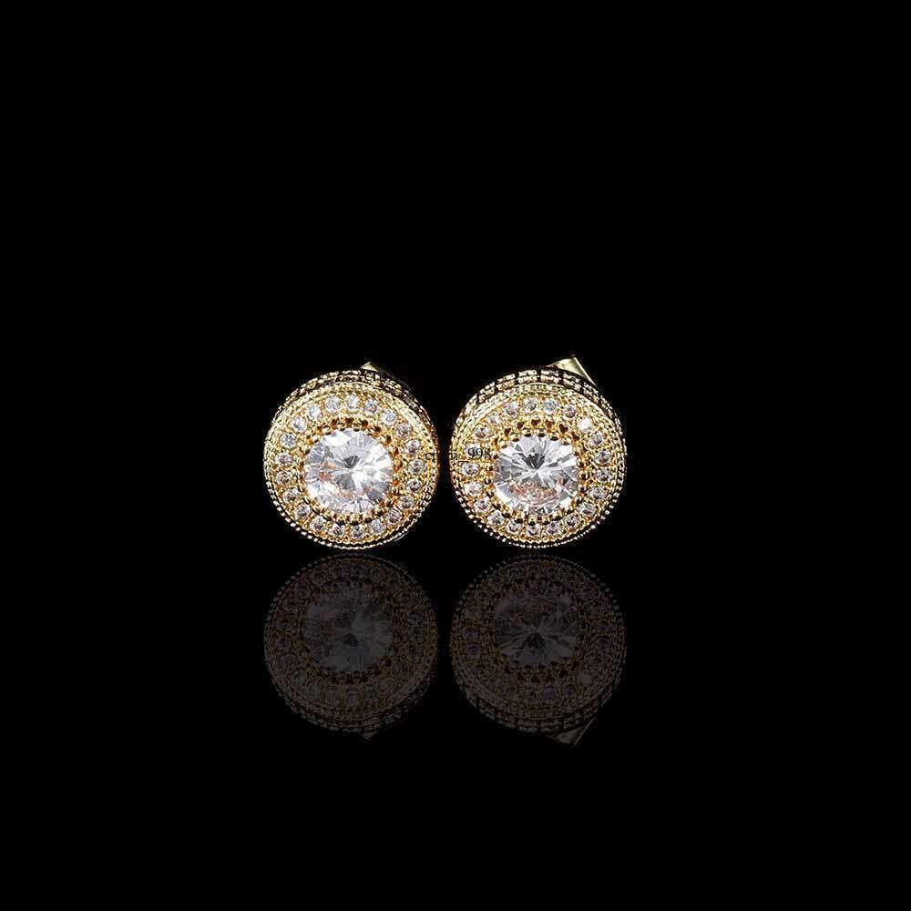 Jewelry Full Dia Round Stud Micro Inlaid Zircon Trendy Personality Hip Hop Men's Earrings