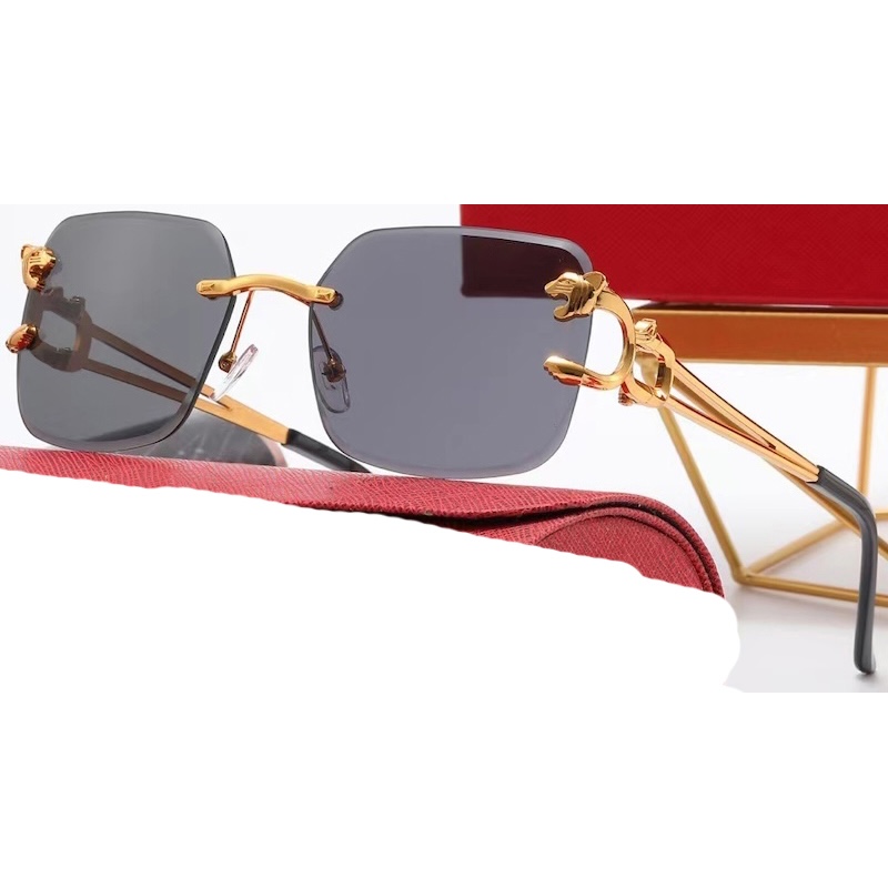 Square Rimless Luxury Sunglasses for Party & Street Style, UV Protection Fashion Eyewear Gold Frame Gradient Lenses Retro Trendy Chic UV400 Y2k Style 