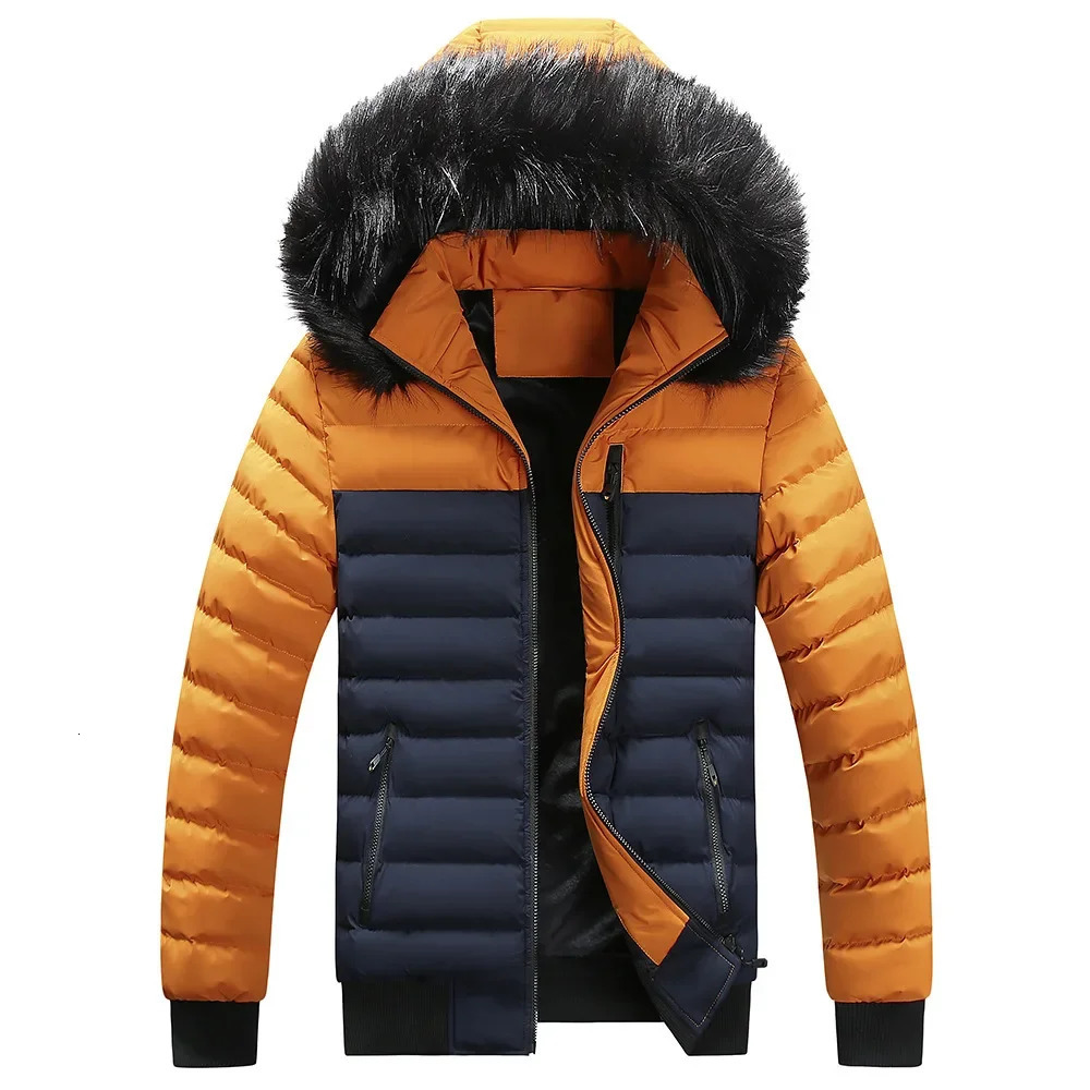 AutumnWinter Mens Cotton Coat Style Thickened Warm Hooded Jacket Trendy Fashionable Winter Casual Clothes 251011