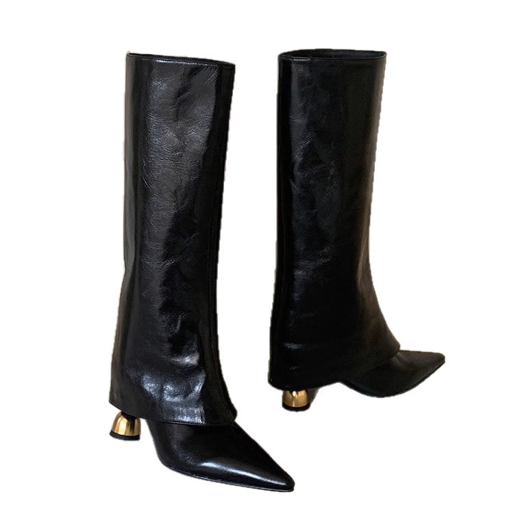Free shipping designer Boots High quality fashionable thick heeled boots with high heels round headed knight high boots Waterproof