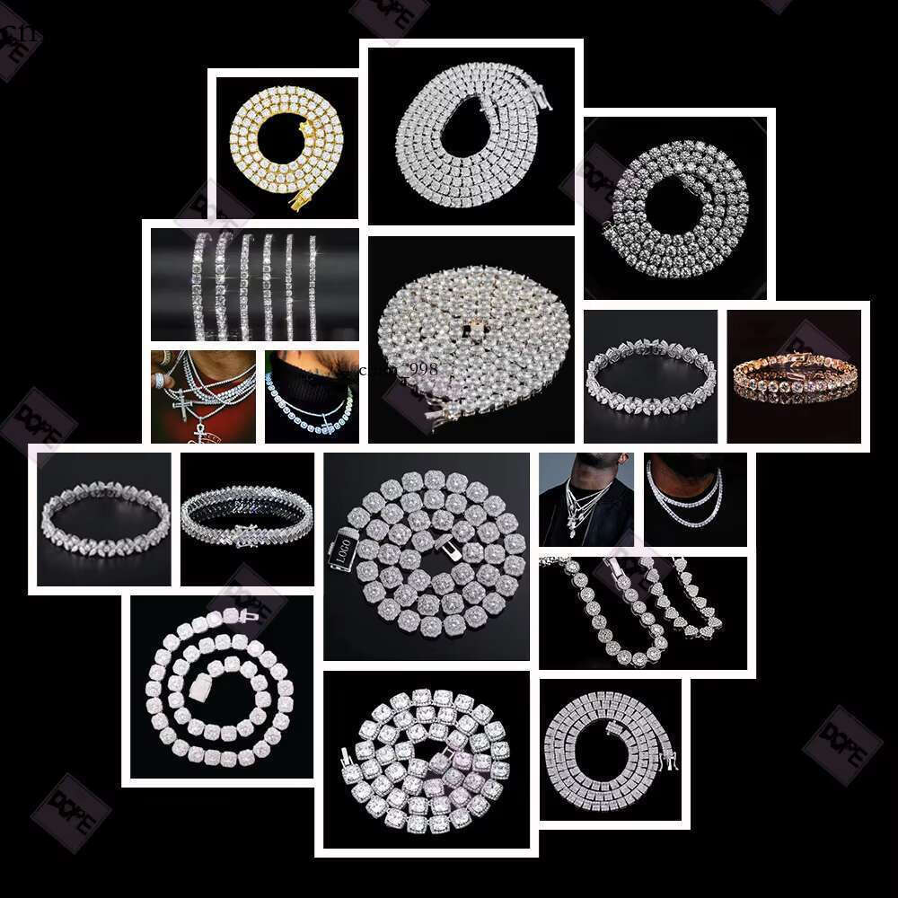 4mm Bracelet Sterling Sier Gold Plated VVS Iced Out Moissanite Tennis Chain