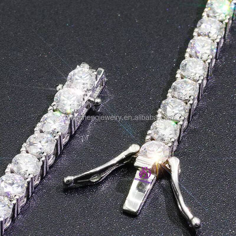 Hip Hop Diamond Moissanite Jewelry 4mm 5mm 6mm Tennis Necklace 925 Silver10k14k18k Vvs Moissanite Tennis Chain