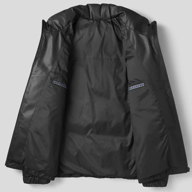 Mens Genuine Leather Down Jacket Sheepskin Goose Down Leather Jacket Thickened Coat Autumn And Winter Leather Jacket 251011