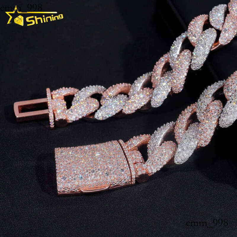Rappers Big 28MM Gold Plated Sterling Sier VVS Moissanite Dia Hip Hop Jewelry Iced Out Cuban Link Chain