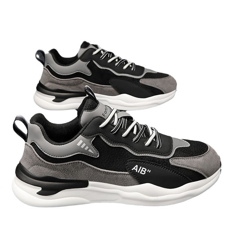 Forrest Gump men's shoes autumn leather sports shoes men's versatile casual shoes running anti slip height increasing dad trendy shoes winte