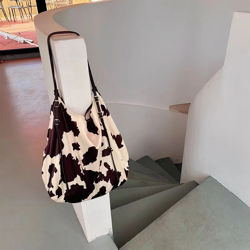 Leopard Print Cow Pattern Silk Satin Shoulder BagVersatile Stylish Lazy Tote BagNiche Large Capacity Shopping Bag 251010 - view 3