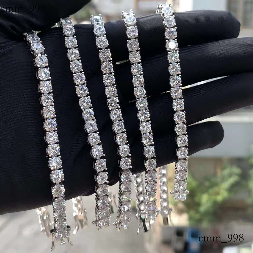 4mm Bracelet Sterling Sier Gold Plated VVS Iced Out Moissanite Tennis Chain