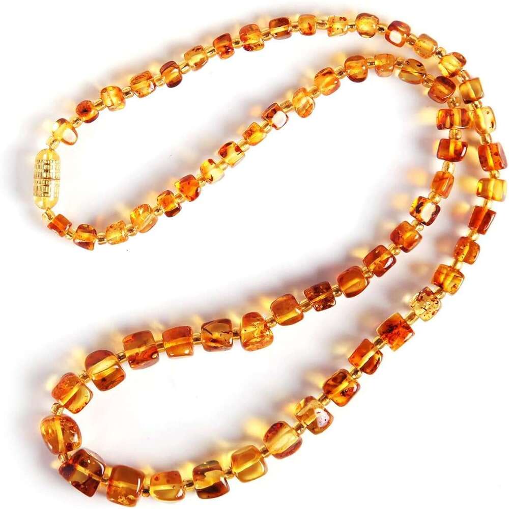 Natural Baltic Necklace Suitable for Adult Women or Men/Baroque Shape Polished Beads Certified Amber Jewelry