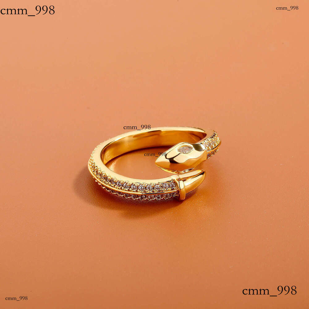 Open Sterling Silver Plated 14K Gold Zircon Personality White Eye Snake Design Ring for Women Wholesale