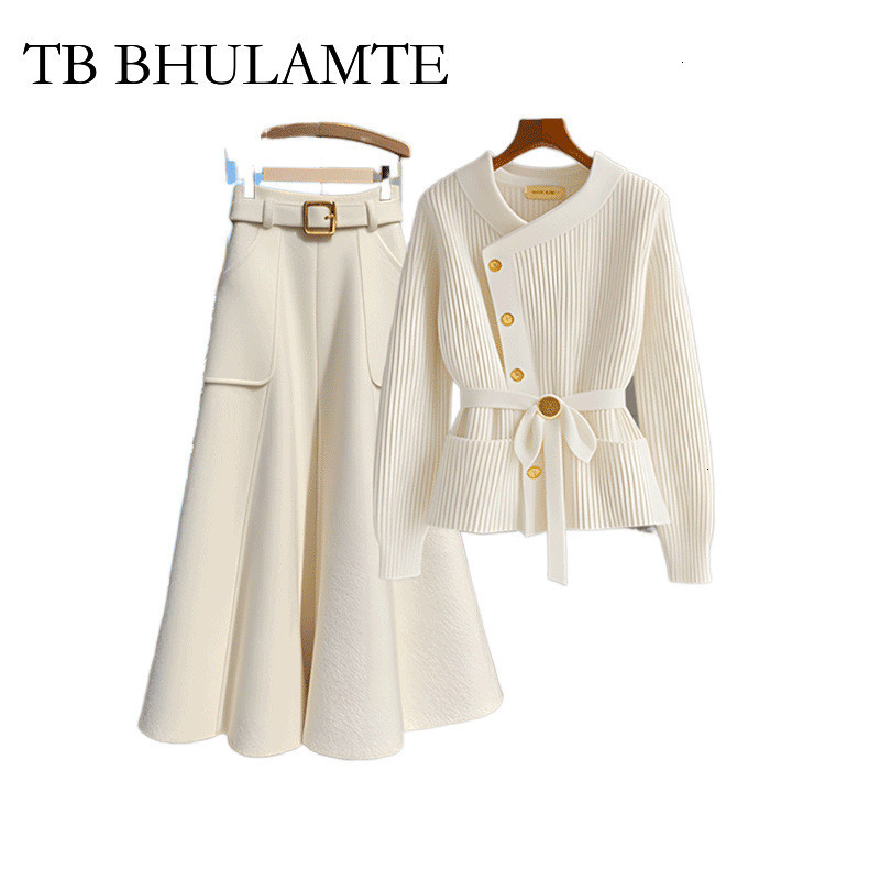 TB BHULAMTE Free Shipping New Designer Clothing 2025 Spring Outfit Set For Women New Korean Style Simple High-end Feel Top Versatile Skirt Two-piece S