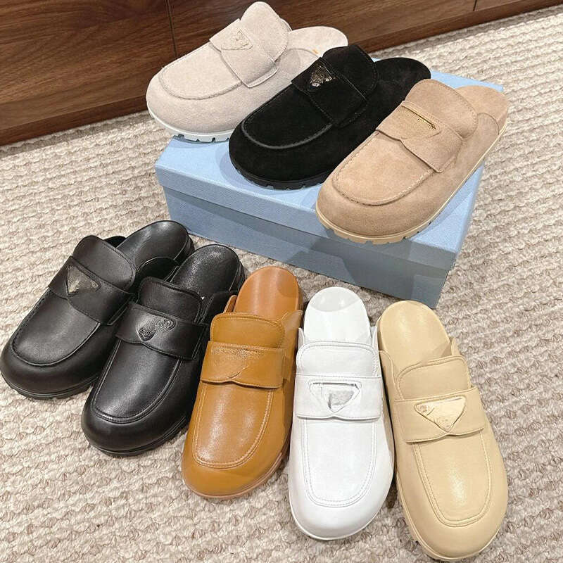 High Quality Metal Buckle Platform Mules Sandals Slippers Suede Women Shoes Luxury Designer Holiday Vacation Footwear Comfortable with Bag Factory Shoes 35-41