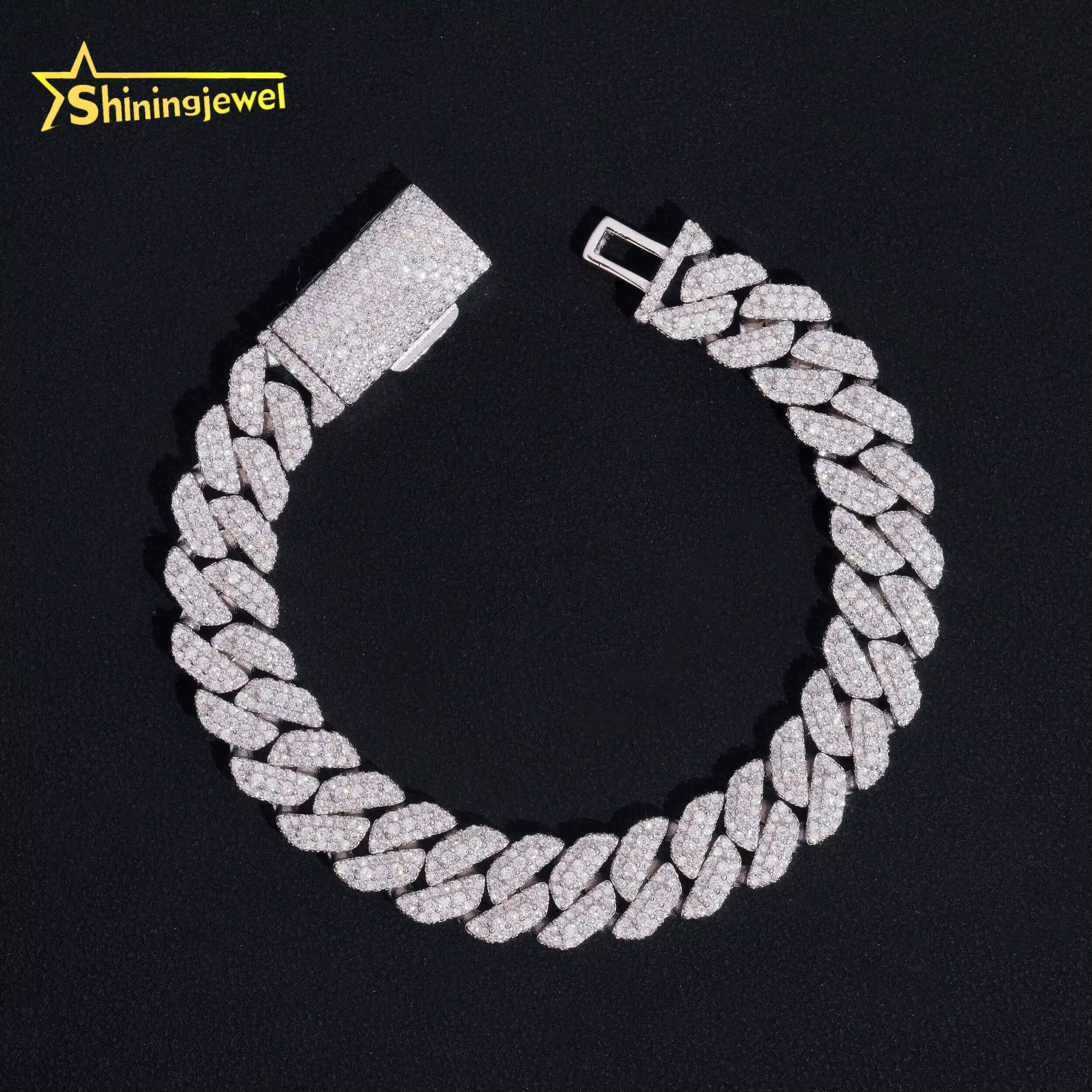 Bargain Sale 10mm Cuban Link Chain Button Design Moissanite Cuban Bracelet Necklace Custom Hip Hop Diamond Cuban Links