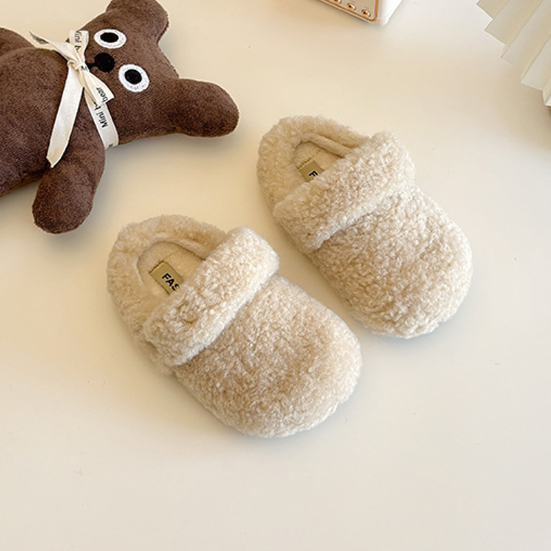 Kids Winter Slippers for Toddlers Children's Fur Short Plush Warm Flats Slippers Kidszworld Girl Boy Winter Slides Slippers Sizes 22 - 36 K01016