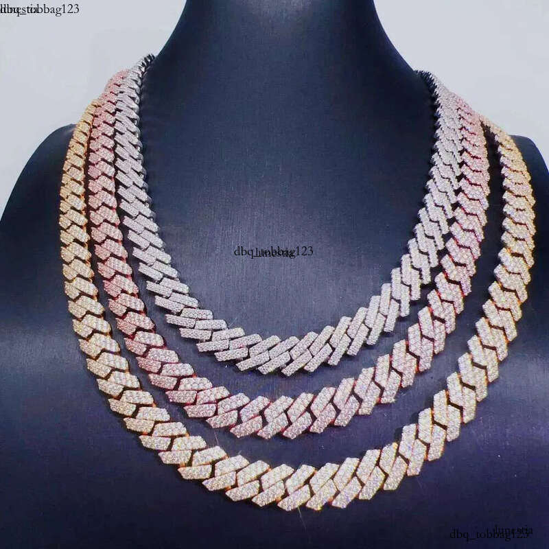 Hip Hop Fine Jewelry Sterling Sier Rose Gold Necklace 10mm Cuban Link Chain