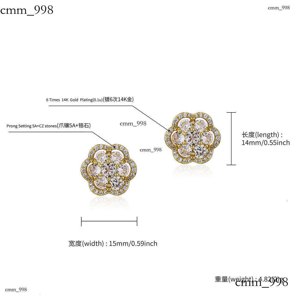 Korean Style Simple Unique Design Micro Inlaid Flower Fashionable Elegant Sweet Versatile Sier Needle Women's Earrings