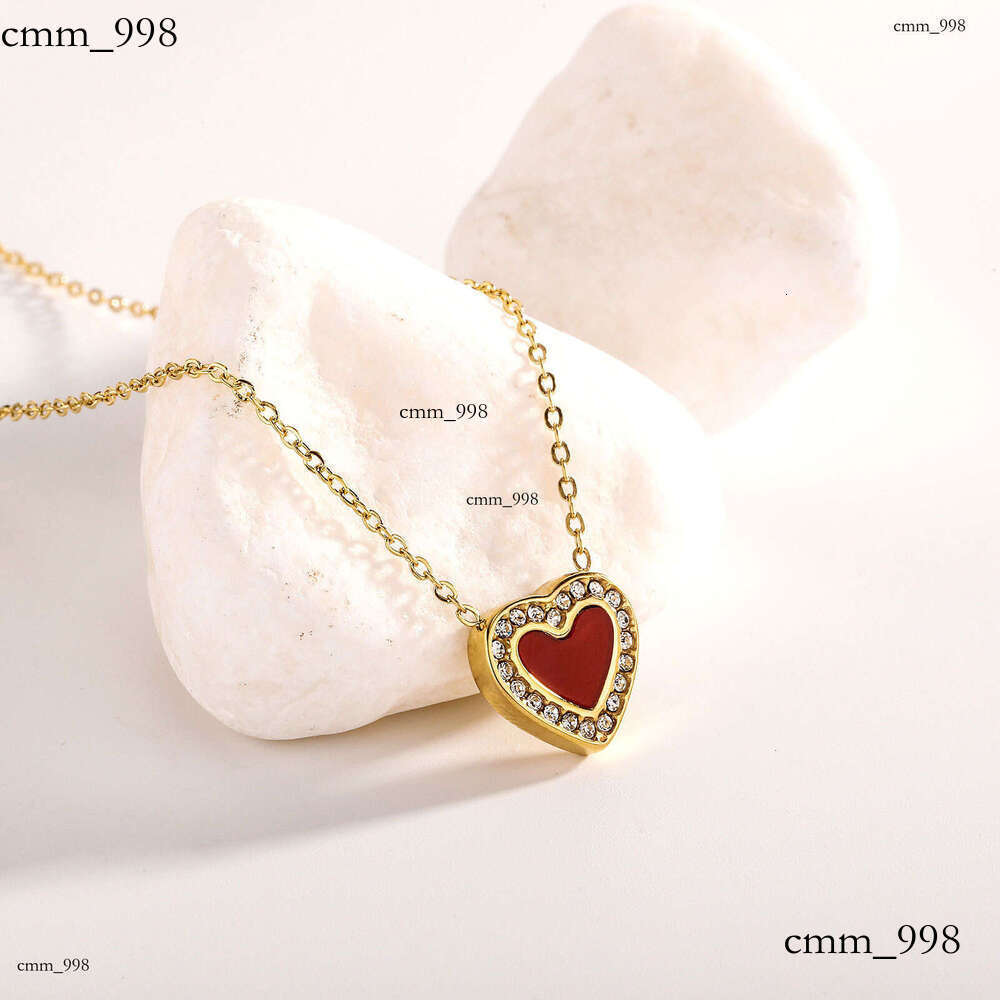 French Style Moissanite chain Heart Pendant Everyday Versatile Sterling Silver Necklace for Women Ins Fashionable Sweet Simple Gold Jewelry