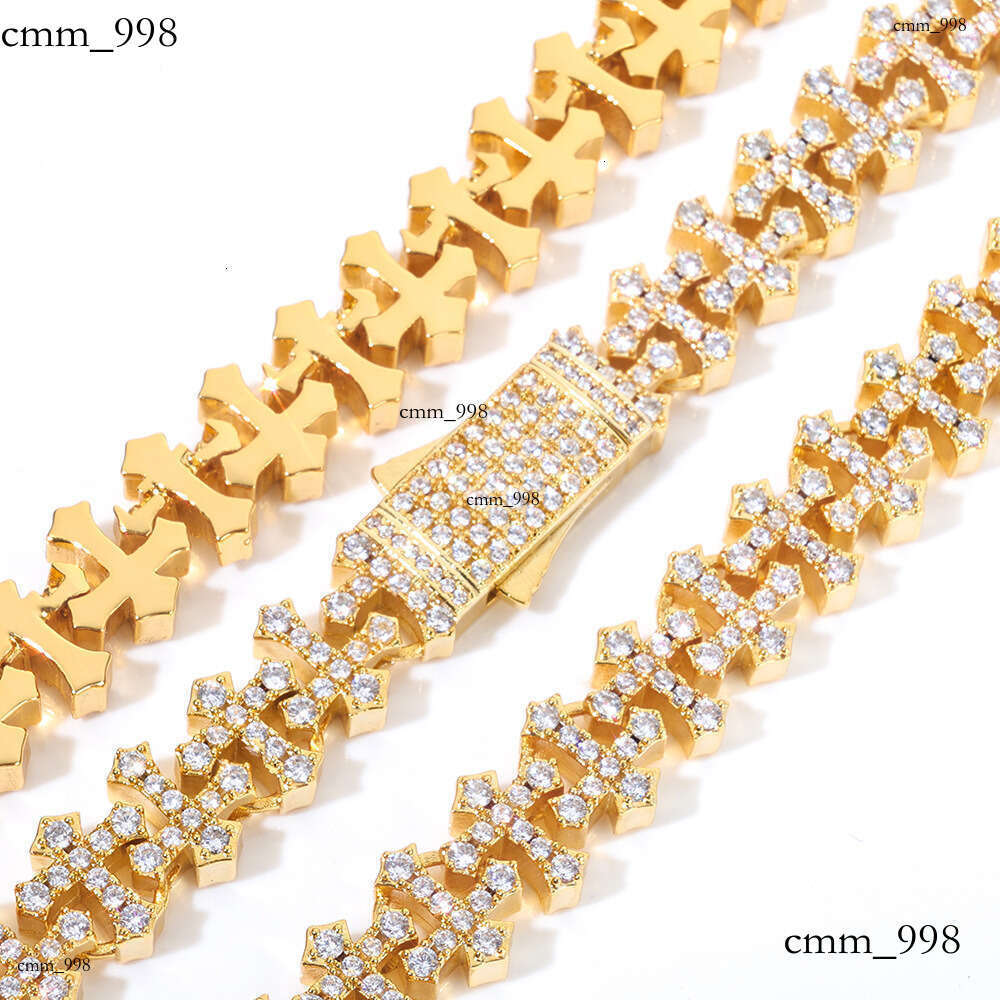 Hip Hop Snap Snowflake Cross Necklace High-Quality Trendy Jewelry Men's Moissanite chain Bracelet